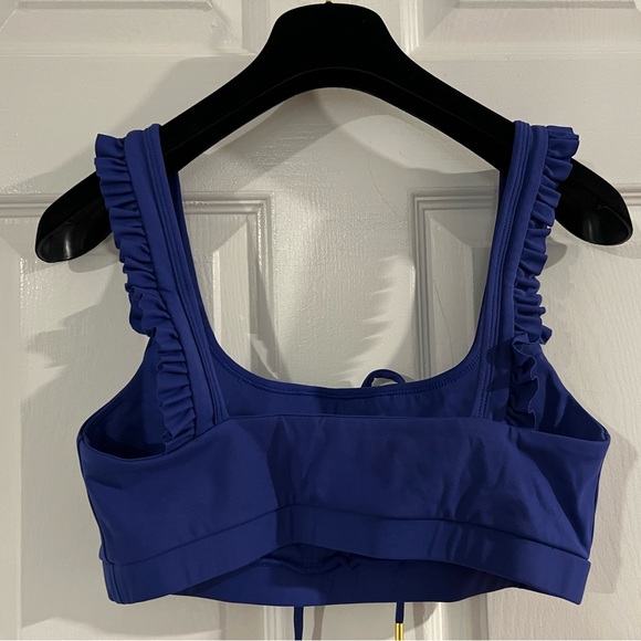 Gorgeous Blue CELESTINE Lace-Up Ruffle Sports Bra Size M crop lace up EUC - Picture 4 of 7